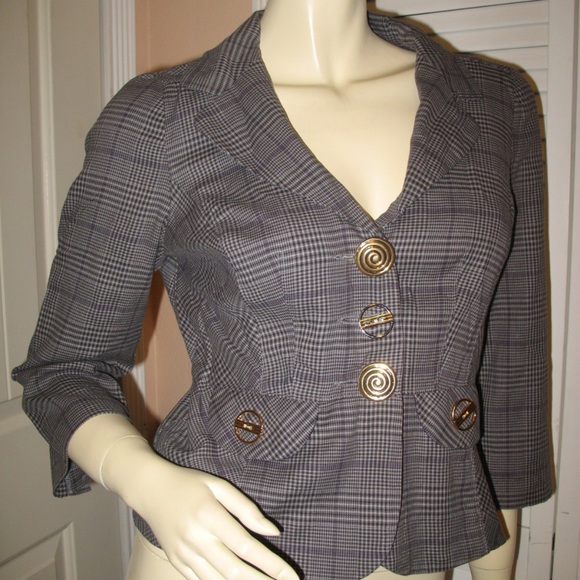 Vintage Y2K Candies Plaid Blazer Jacket Preppy Academia Clueless Corpcore Office - Picture 4 of 8